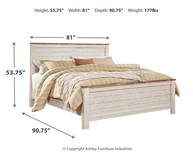 Willowton Panel Bed With Mirrored Dresser, Chest And Nightstand