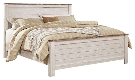 Willowton Panel Bed With Mirrored Dresser, Chest And Nightstand
