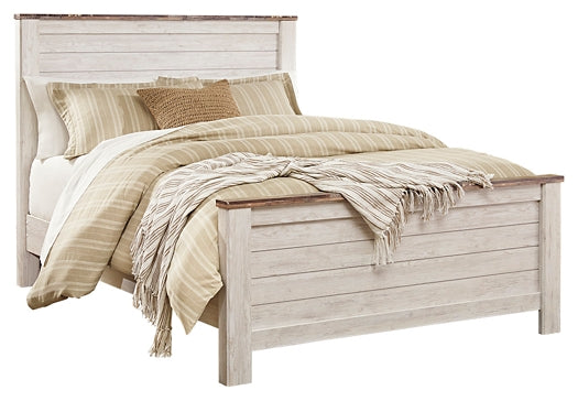 Willowton Panel Bed With Mirrored Dresser, Chest And Nightstand