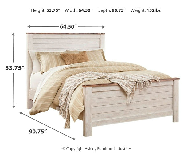 Willowton Panel Bed With Mirrored Dresser, Chest And Nightstand