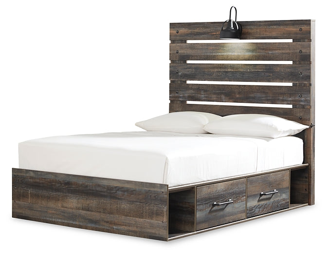 Drystan Panel Bed With 2 Storage Drawers With Mirrored Dresser