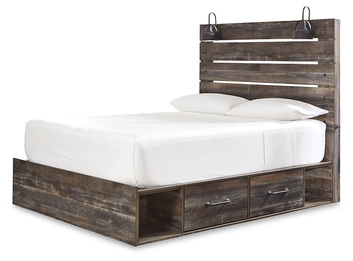 Drystan Panel Bed With 2 Storage Drawers With Mirrored Dresser