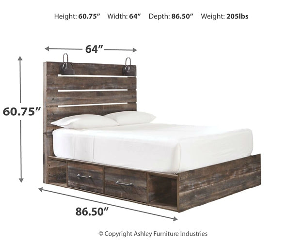 Drystan Panel Bed With 2 Storage Drawers With Mirrored Dresser