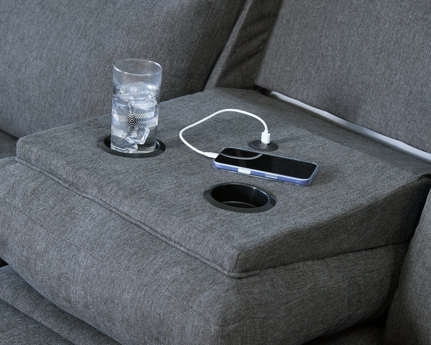 Side-Swipe REC Sofa w/Drop Down Table
