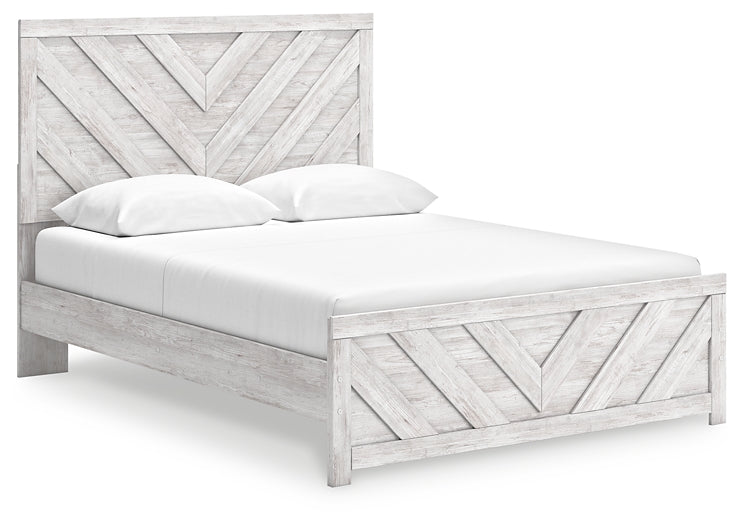 Cayboni Queen Panel Bed with Mirrored Dresser and Chest