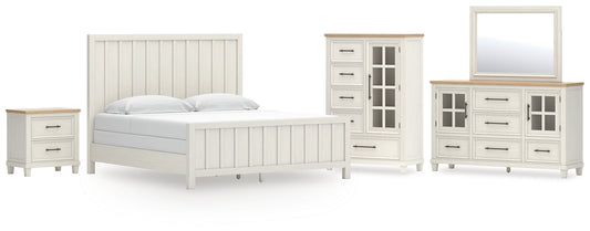 Shaybrock California King Panel Bed with Mirrored Dresser, Chest and Nightstand