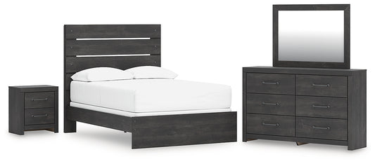 Hollivern Full Panel Bed with Mirrored Dresser and Nightstand