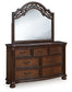 Lavinton King Poster Bed with Mirrored Dresser, Chest and Nightstand