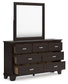 Covetown California King Panel Bed with Mirrored Dresser and Chest