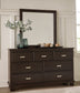 Covetown California King Panel Bed with Mirrored Dresser and Chest