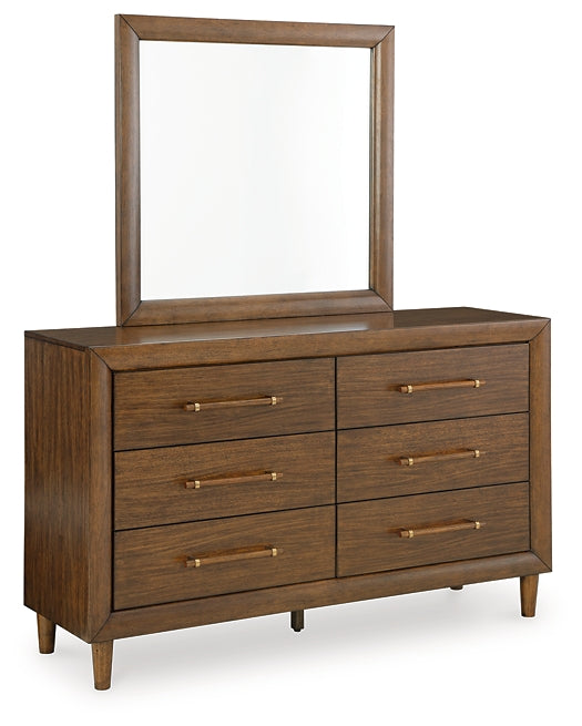 Lyncott Queen Upholstered Bed with Mirrored Dresser and Chest