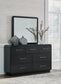 Rowanbeck California King Upholstered Panel Bed with Mirrored Dresser, Chest and Nightstand