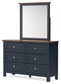 Landocken Full Panel Headboard with Mirrored Dresser and Chest