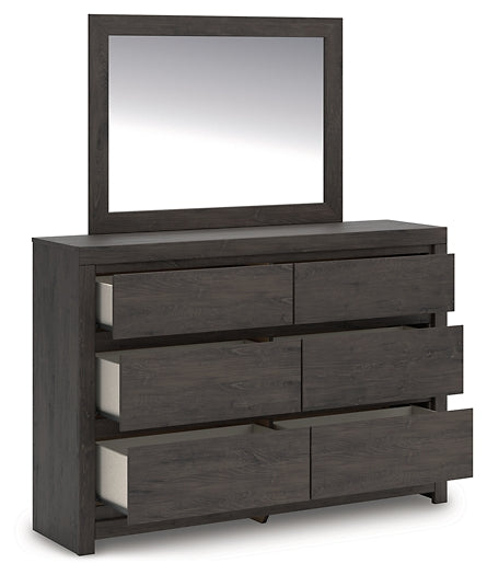 Fraluna Queen Panel Bed with Mirrored Dresser