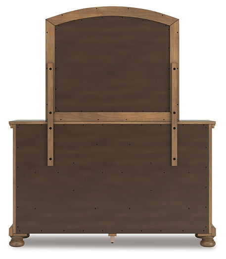 Feddinger King Storage Sleigh Bed with Mirrored Dresser and Chest