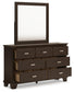 Covetown California King Panel Bed with Mirrored Dresser and Nightstand