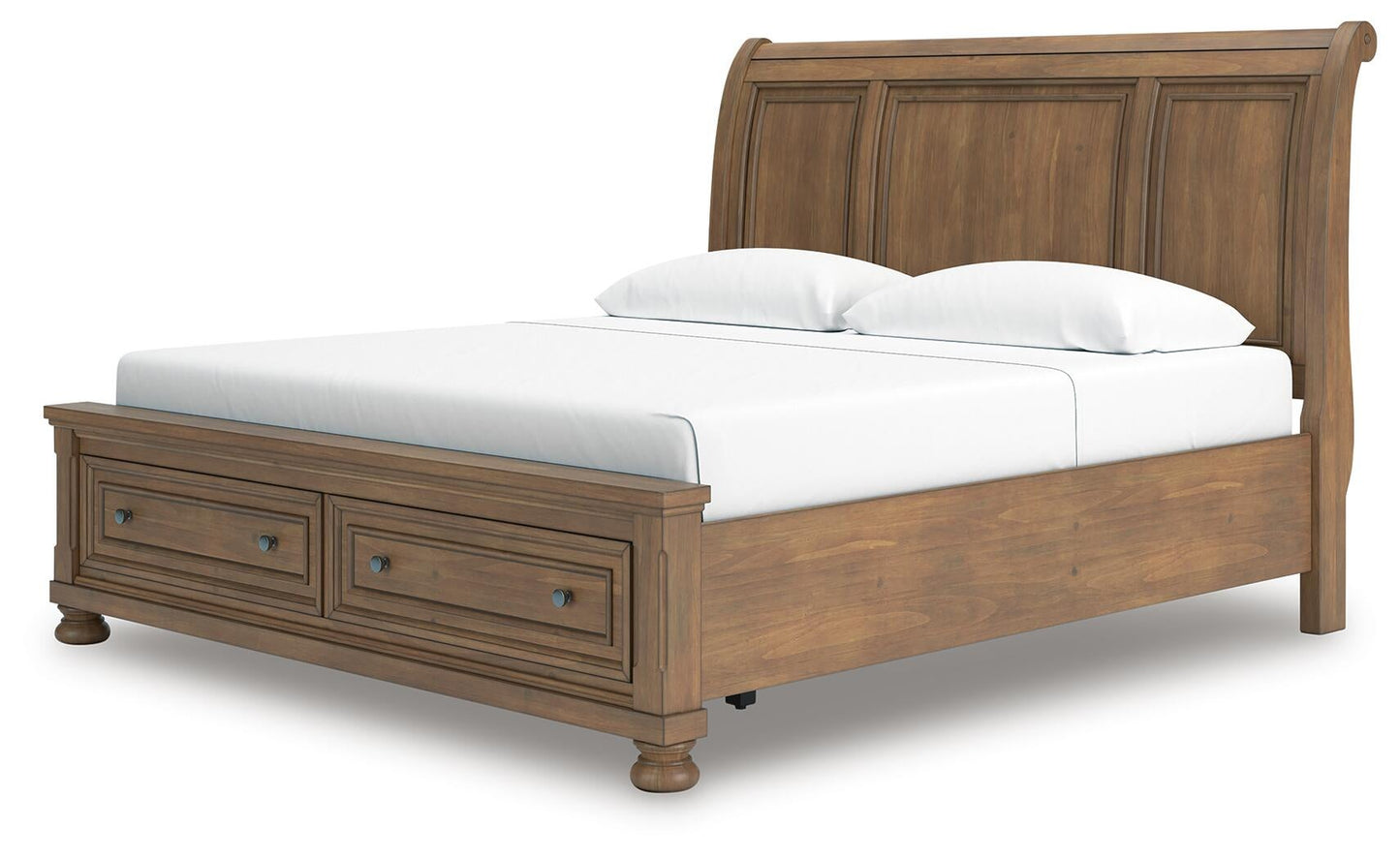 Feddinger King Storage Sleigh Bed with Mirrored Dresser, Chest and Nightstand