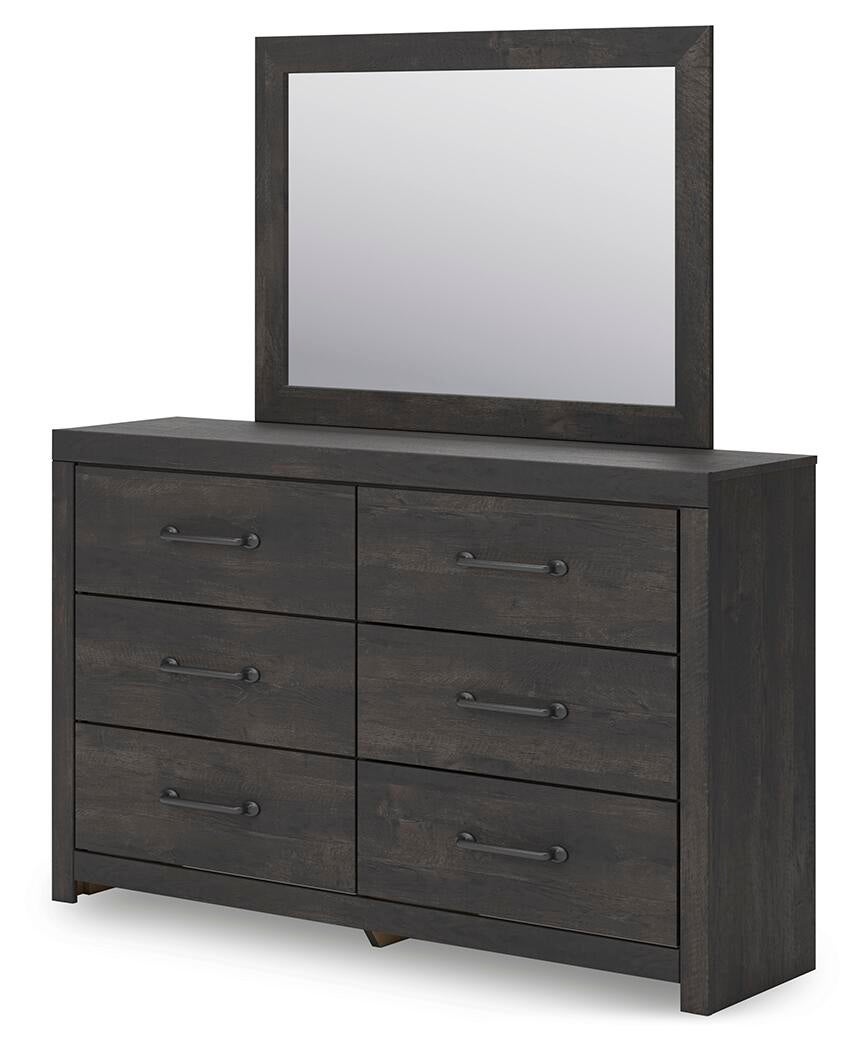 Hollivern King Panel Bed, Dresser, Mirror and Nightstand