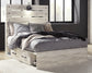 Cambeck  Panel Bed With 2 Storage Drawers With Mirrored Dresser And 2 Nightstands