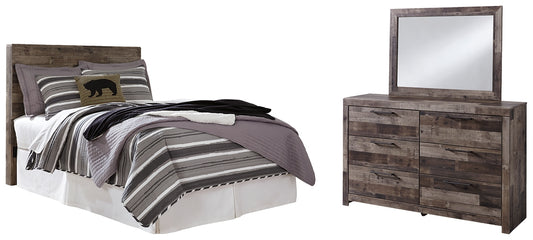 Derekson Full Panel Headboard with Mirrored Dresser